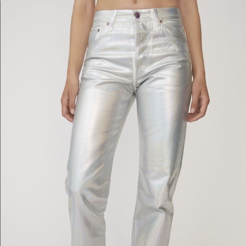 Acne Studios 1996 Holographic Foil Classic Fit Jeans In Silver